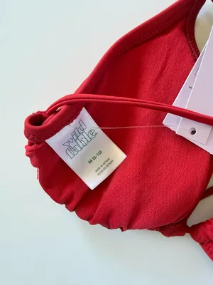 NWT Wild Fable Halter Triangle Bikini Top Swim Red Size Medium M 8-10 NEW thumbnail 3