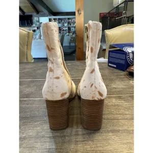 Sam Edelman Ostin Boots Pony Hair Fur Natural Ivory Size 7 Block Heel NWOB $225 thumbnail 5