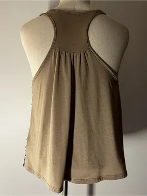 Y2K Sequin Scoop Neck Tank Top - Gold/Taupe thumbnail 3