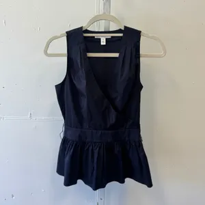 NWT 1901 Nordstrom Navy Night Sleeveless Peplum Wrap Top AS389392MI Size 0 thumbnail 5