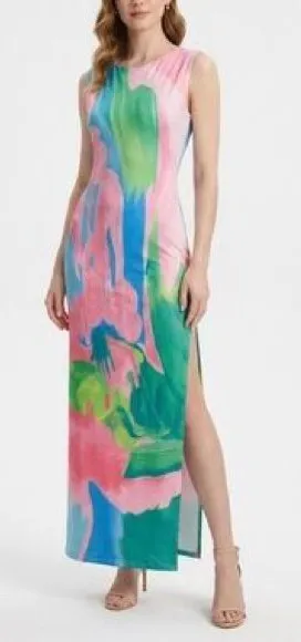 NWT Commense Monet Garden Print Sleeveless Long Dress extra large thumbnail 1