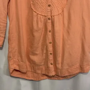 Anthropologie Pilcro Orange Long Sleeve Button Down Shirt Dress Cutout Back Womens Size Med thumbnail 7