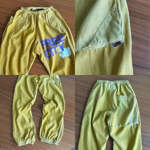 Freecity Flap Snap Pants XS Yellow Cotton Airjump Karate Sail Drawstring Satin thumbnail 8