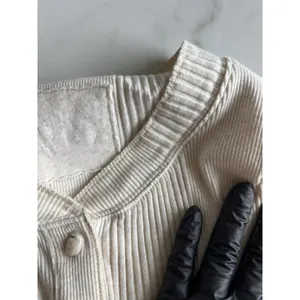 Aerie Cream Ribbed Henley Top Long Sleeve Button Front Fitted Thermal Size M thumbnail 10