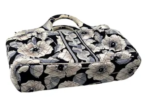 Vera Bradley Camellia Floral Black White Top Handle Tote Handbag Zip Pocket thumbnail 5