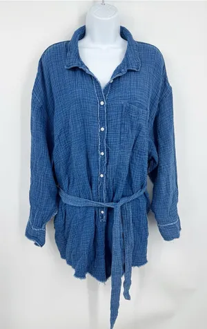 Aerie Blue Gauzy High Waisted Romper Size XL Boho thumbnail 1