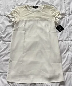 NEW Lulus‎ Iced Latte Dress Womens Medium White Shift Tassel Wedding Cocktail thumbnail 1