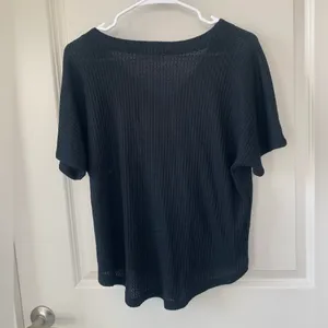 Double zero button down tie black blouse thumbnail 3
