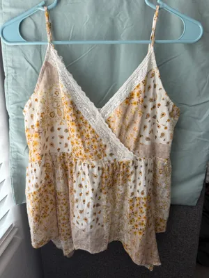 American Eagle Floral Patchwork Lace Cami Top  thumbnail 1