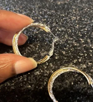 Silver and gold hoop earrings. New. Classic design. thumbnail 3