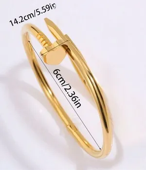 18K Gold Plated Nail Clover Bangle Bracelet Stainless Steel womens Jewelry NWT thumbnail 8