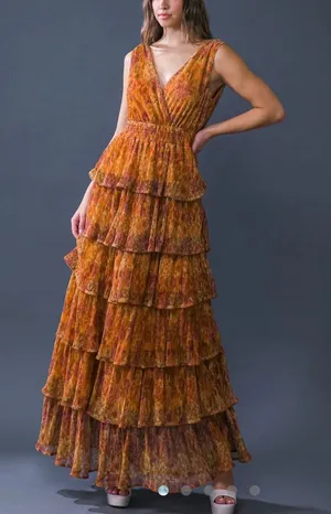 Flying Tomato Sleeveless Tiered Floral Maxi Dress thumbnail 1