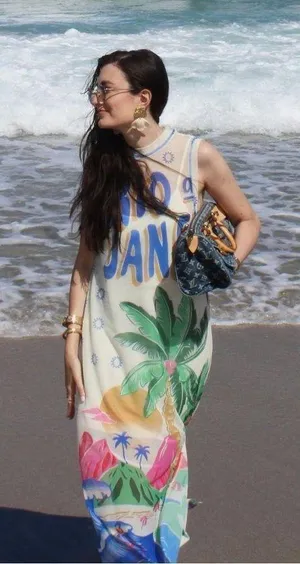 FARM RIO Graphic Mesh Midi Dress XS thumbnail 6