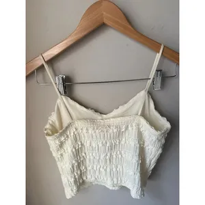 Good Luck Gem GLG Ivory Ruffle Textured Crop Cami Top Medium thumbnail 3
