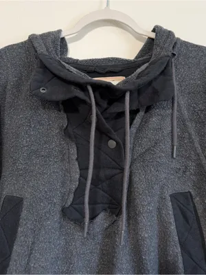 Free People Sadie Surplus Knit Jacket Hoodie Grey Size Small Oversized Fleece thumbnail 6