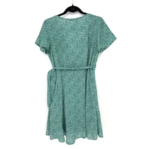 Abercrombie & Fitch Green Floral Wrap‎ Mini Dress Ruffle Daisy Medium EUC thumbnail 4