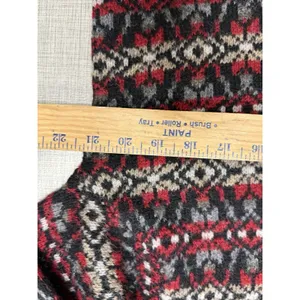 Vtg SKYR Womens Cardigan L Red Fair Isle Sweater Button Crew‎ Knit Wool Long thumbnail 6
