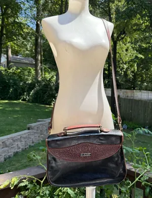 Vintage st. Borse Purse Pocketbook Black Brown Leather? Western thumbnail 1