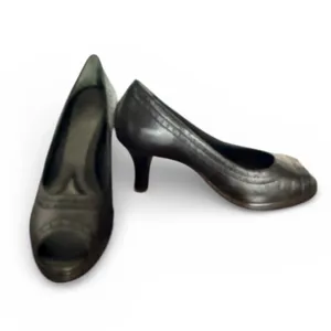 Nurture by Lamaze Sally Black Leather Peep Toe Wingtip Heels Shoes Size‎ 6 thumbnail 6