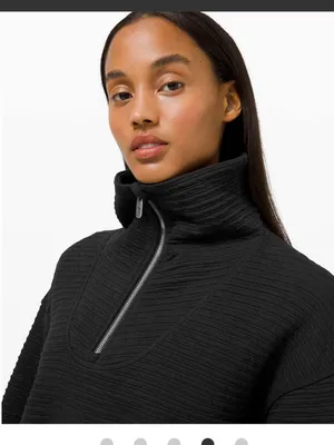 Lululemon textured 1/2 zip‎ pullover black XS/S thumbnail 3