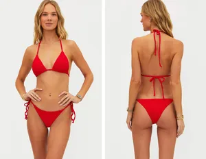 NEW Beach Riot 2 PC Bikini set Sz L/XL 8 10 12 Core Collection Winona Red rib thumbnail 2