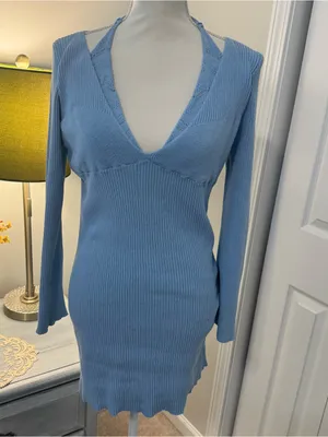 Urban Outfitters Light Blue Ribbed Knit Dress Size XL thumbnail 5