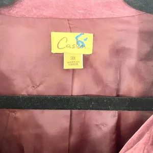 Caslon Early 2000's Burgundy / Berry Purple Red Genuine Leather Suede Jacket 3XL thumbnail 7