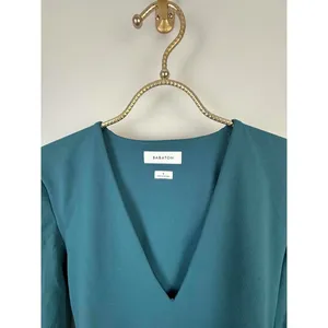 Babaton by Aritzia Teal Thong Long Sleeve V-Neck Bodycon Bodysuit - Size - Small thumbnail 3