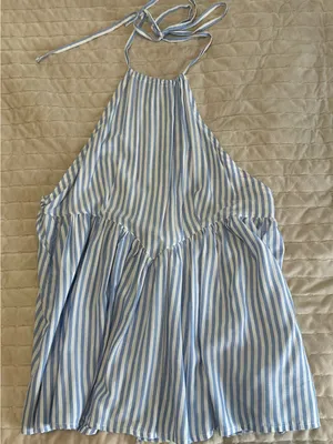 Blue and White Striped Halter Sundress thumbnail 1