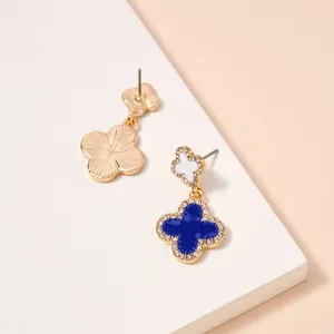 Game Day Enamel Clover Dangling | Earrings-Blue & White thumbnail 2