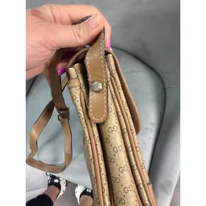 Micro GG gucci Web Stripe Flap Crossbody Bag | Tan Leather & Beige Canvas thumbnail 4
