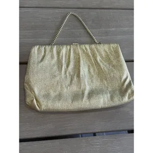 Vintage Gold Metallic‎ Evening Clutch Bag 1950-1960’s Formal Purse Cocktail Bag thumbnail 7