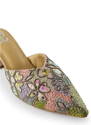 Beaded Slip On Heeled Mule Multiple Size 8 thumbnail 2