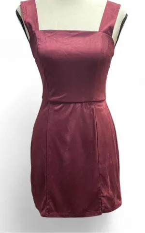 Miami Burgandy Sheath Mini Dress Square Neck Cocktail thumbnail 1
