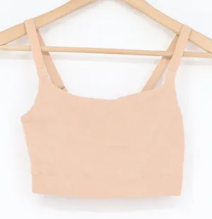 Aerie Real Good Ribbed Seamless Sports Bra Tan Nude Square Neck XL thumbnail 1