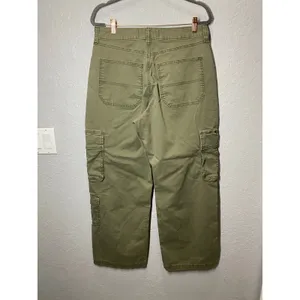 Hollister Ultra High Rise Baggy Green Cargo Pants Sz 14R Boho Outdoors Casual thumbnail 6