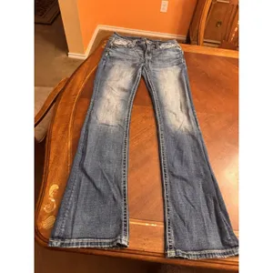 Miss Me Jeans, Slim Boot Women's Size 28 Blue, Denim, Gems Back Pocket, Flared thumbnail 11