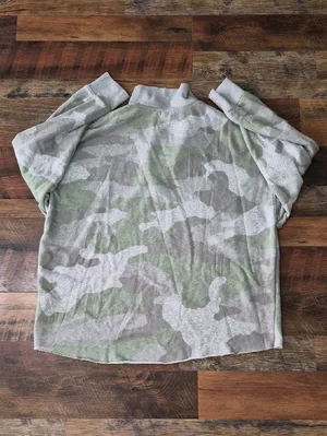aerie Oversized Gray & Light Green Camo Half-Zip Sweater thumbnail 5