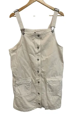 American Eagle Cream Denim Button Front Overall Dress XL NWT thumbnail 1
