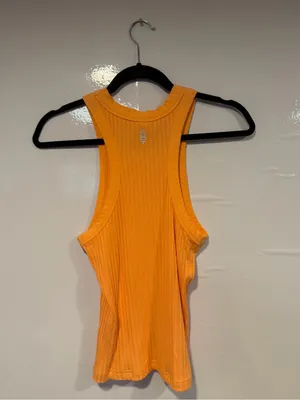 FP Movement Free People Ribbed Tank Top Orange Sleeveless Crew Neck Womens XS thumbnail 3