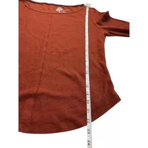 Pilcro Rust Orange Waffle Knit Crochet Bell Sleeve Top Womens Medium‎ M P-13 thumbnail 6