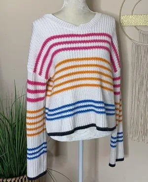 francescas collections • striped ribbed boxy sweater thumbnail 1