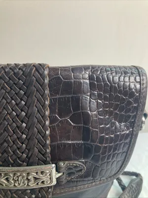Brighton Cheryl Crossbody Bag Braided Leather Brown Silver Heart Fab thumbnail 4