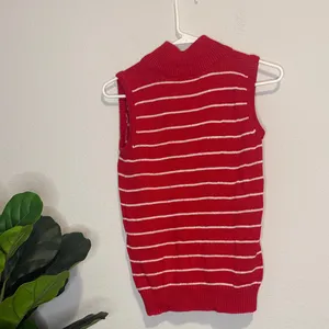 Vintage Calamity Jayne Red and white striped knit Sweater Vest small thumbnail 5