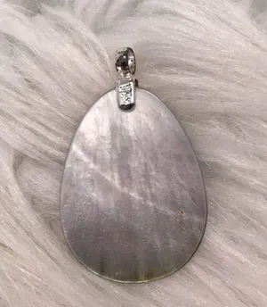 Vintage Mother of Pearl slice pendant with 925 sterling silver pendant bail Flaw thumbnail 5