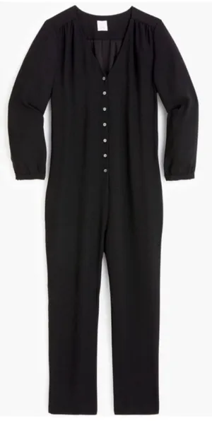 Hatch x J. Crew Women's Button Up Maternity Long Sleeve Jumpsuit Black Sz 0 thumbnail 1