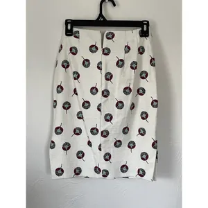 Ann Taylor‎ LOFT Women's Size 2 White Multi-Color Floral Woven Pencil Skirt thumbnail 5