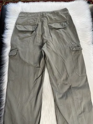 Zara Green Wide Leg Cargo Utility Jeans thumbnail 7
