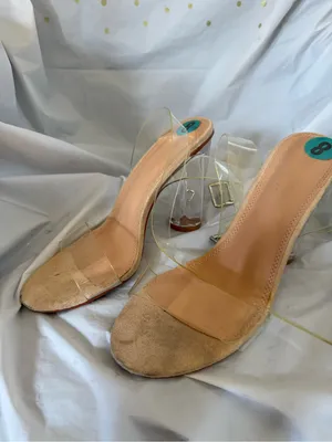 Cushionare Clear Strap Beige Suede Slide Mules thumbnail 2