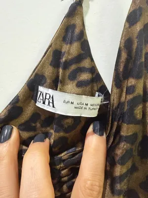 Zara Leopard Print Slip Mini Dress in Brown and Black thumbnail 2